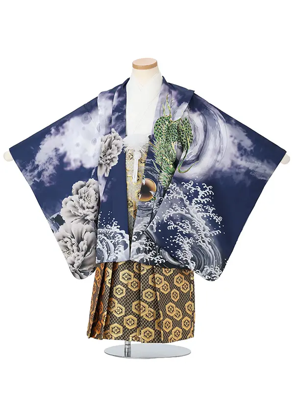 【刺?】龍　紺　　着物白