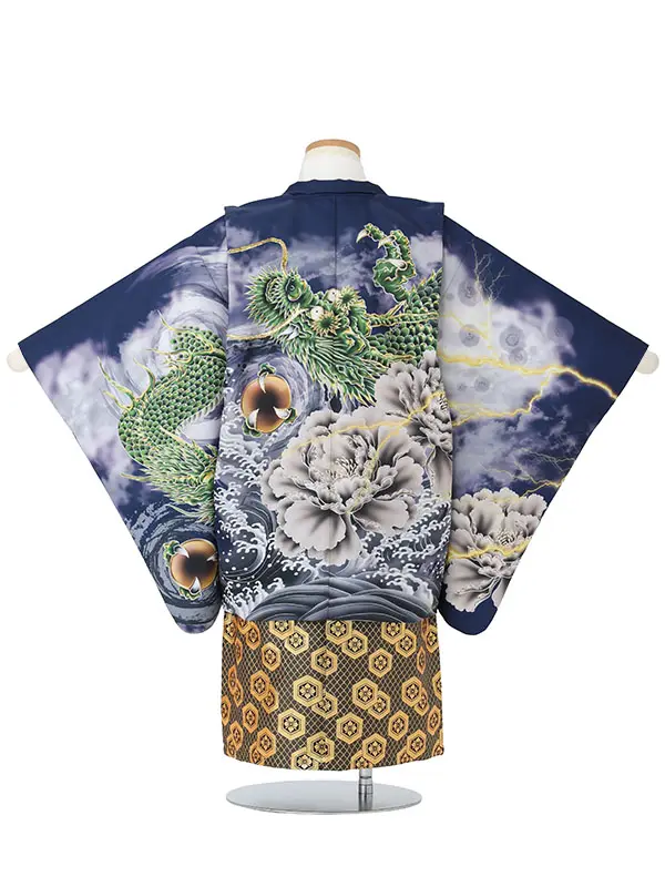 【刺?】龍　紺　　着物白