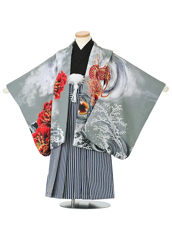 【刺?】龍　グレー　着物黒