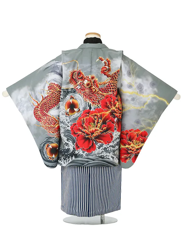 【刺?】龍　グレー　着物黒