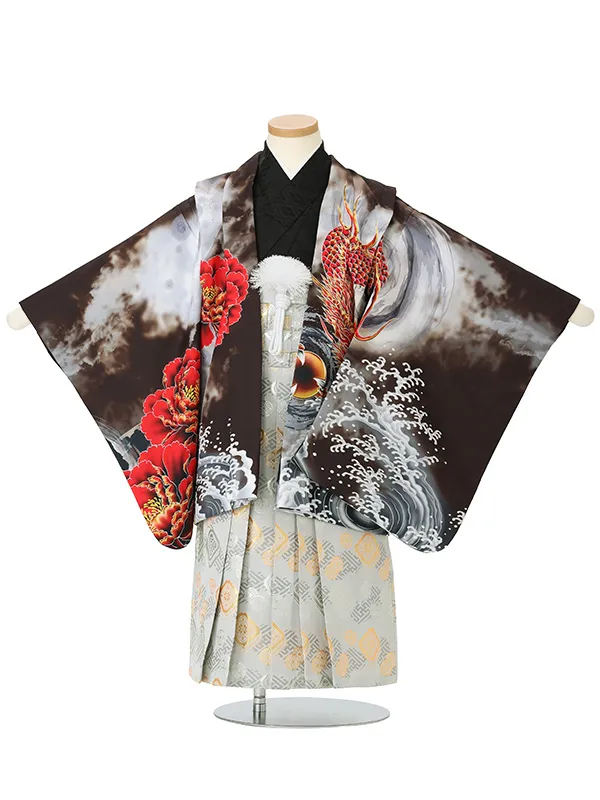 【刺?】龍　ブラウン　　着物黒