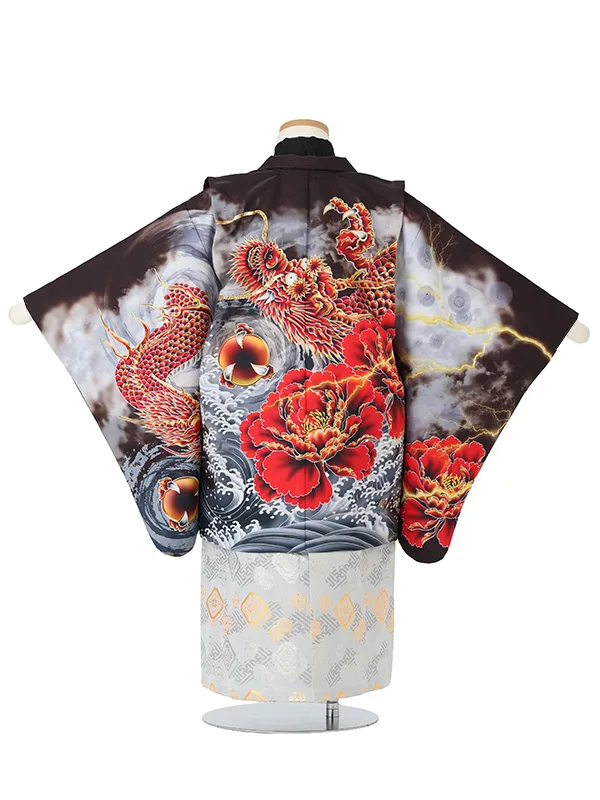 【刺?】龍　ブラウン　　着物黒