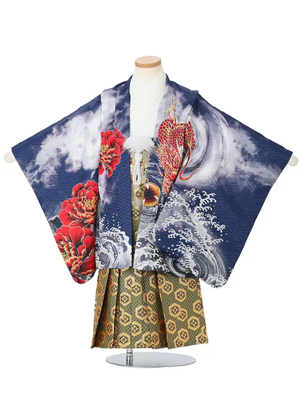 【刺?】龍　紺　　着物白