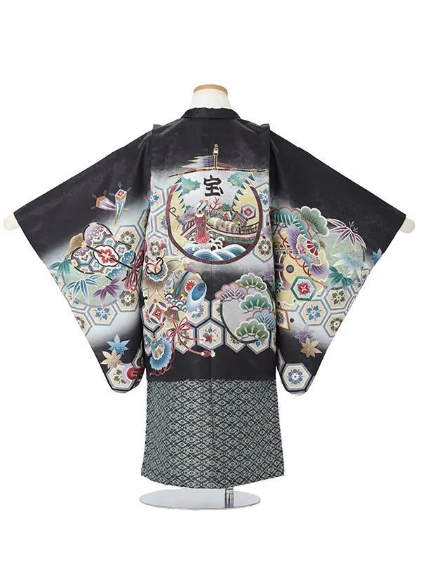 【刺?】宝船　黒　　着物白