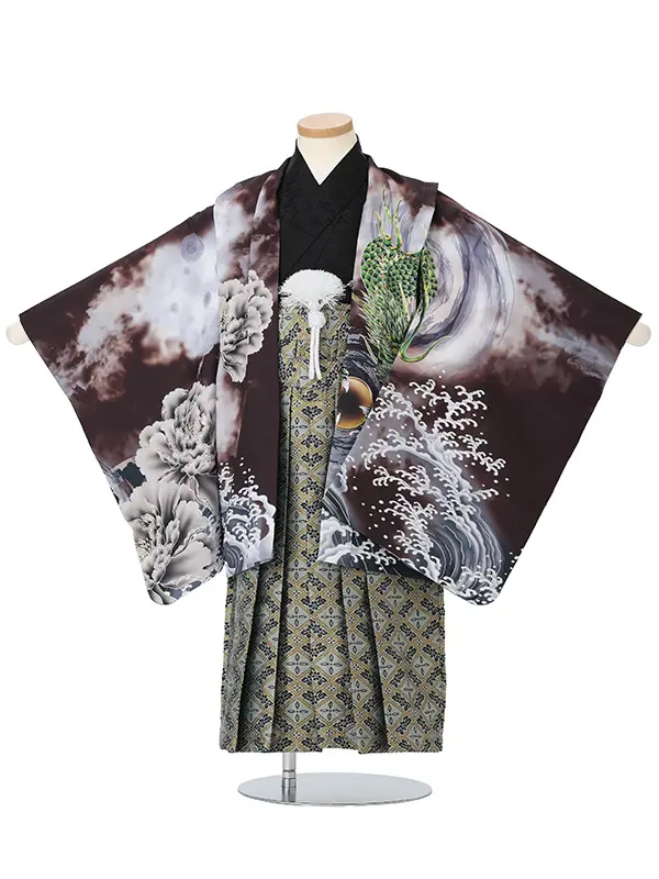 【刺?】龍　ブラウン　　着物黒