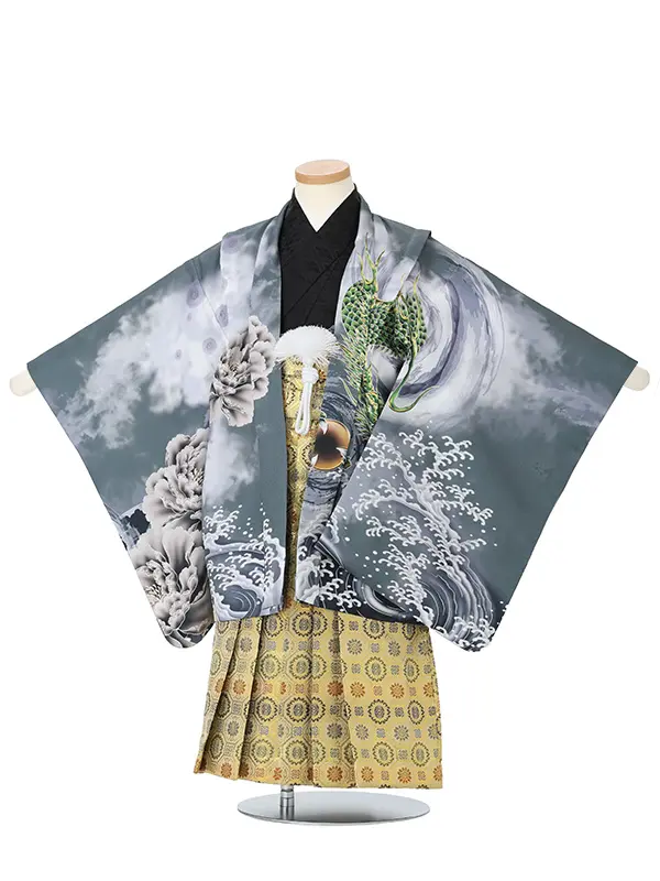 【刺?】龍　グレー　　着物黒