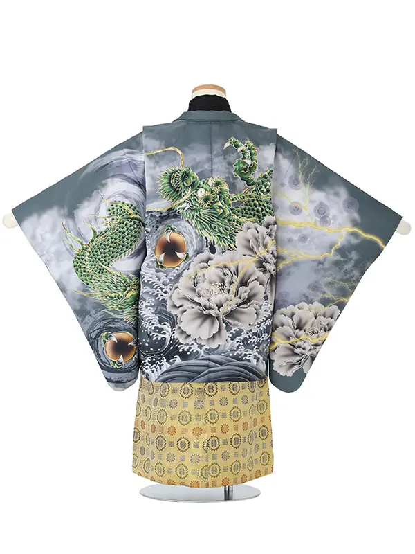 【刺?】龍　グレー　　着物黒