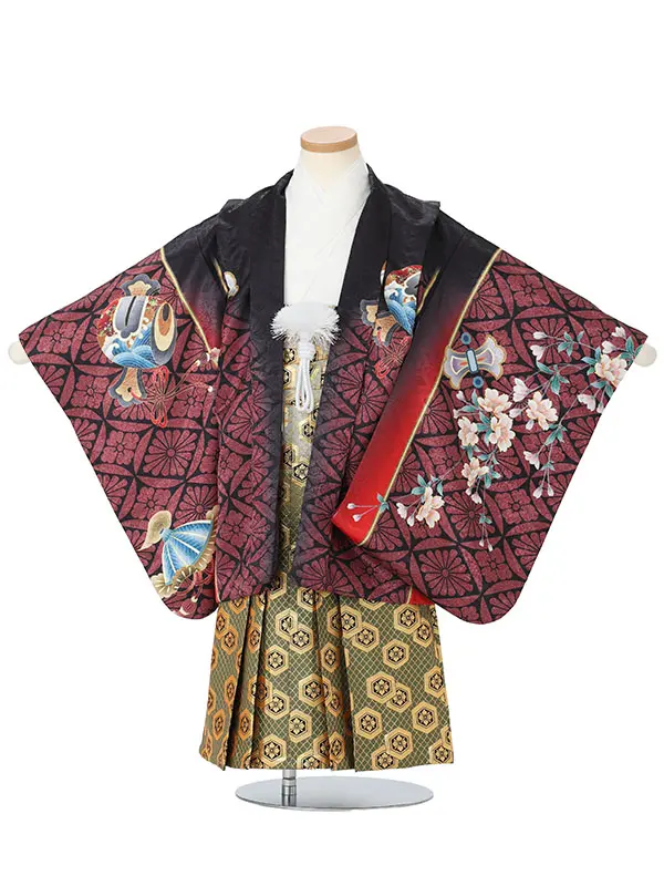 【刺?】タカに太鼓　黒　　着物白