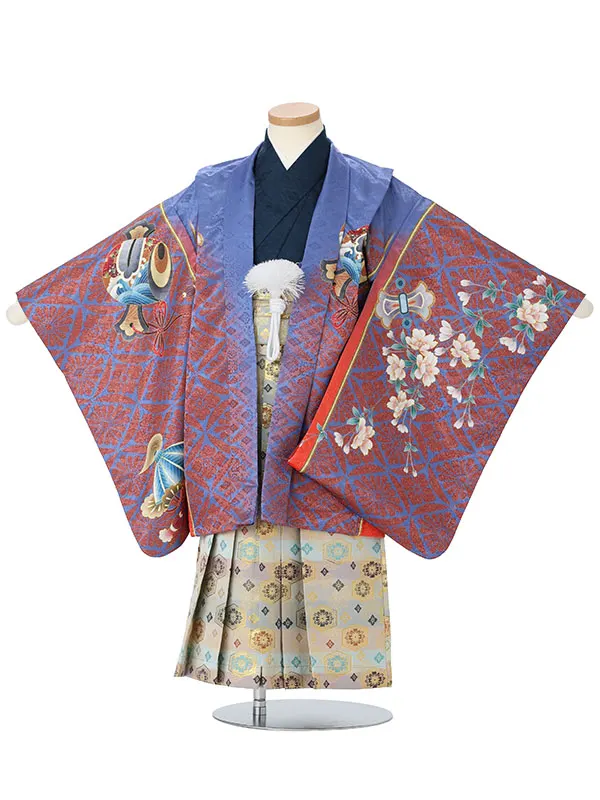 【刺?】タカに太鼓　ブルー　　着物紺