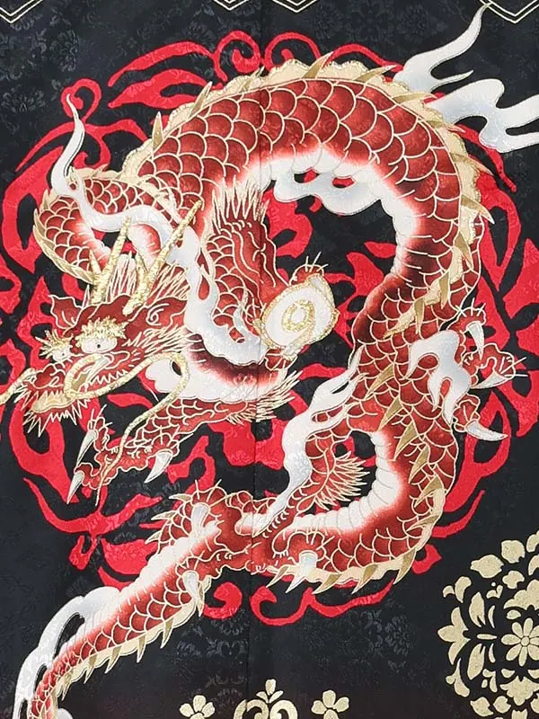 【刺?】龍　黒　　着物白