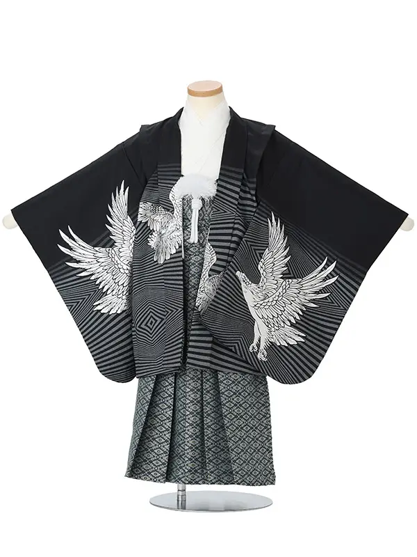 【金彩】タカ　黒　　着物白