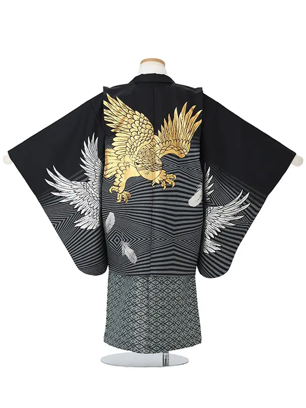 【金彩】タカ　黒　　着物白