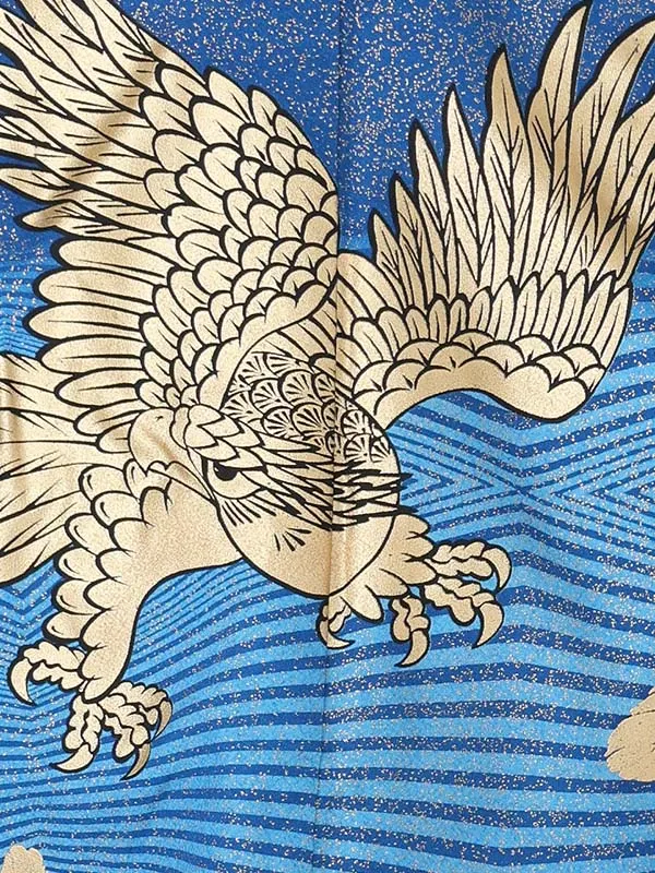 【金彩】タカ　紺　　着物白