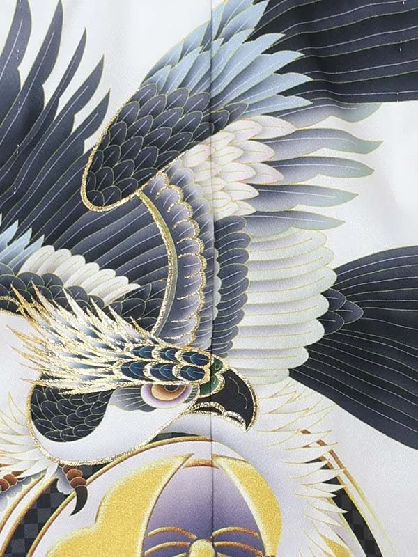 【刺?】タカに太鼓　白　　鋳物黒