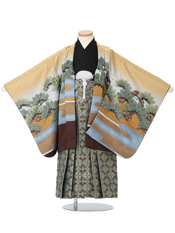 連獅子　からし　　着物黒