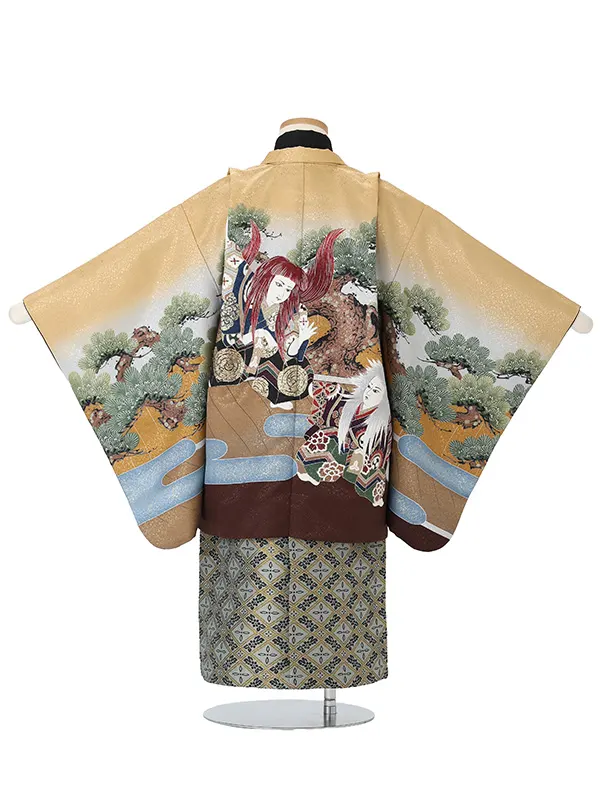 連獅子　からし　　着物黒