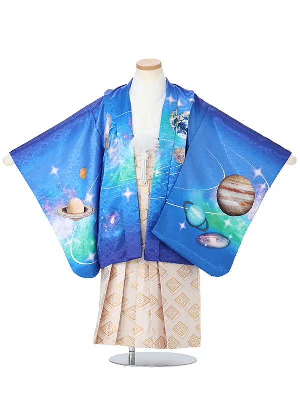 【刺?】宇宙柄　紺　　着物白