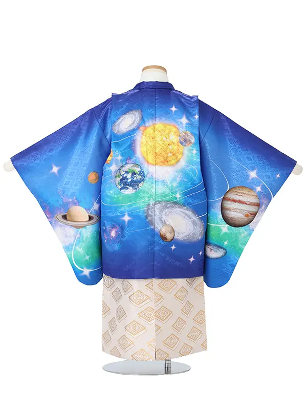 【刺?】宇宙柄　紺　　着物白
