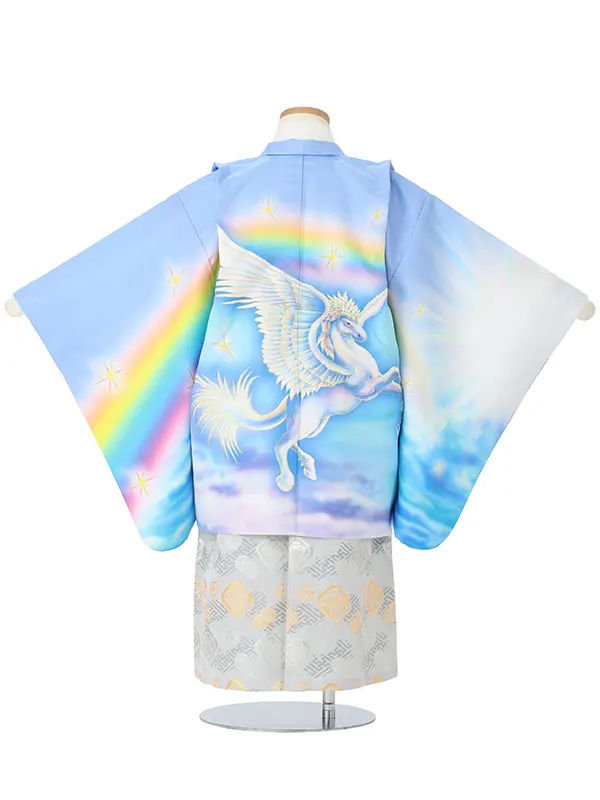 【刺?】ペガサス　ブルー　　着物白