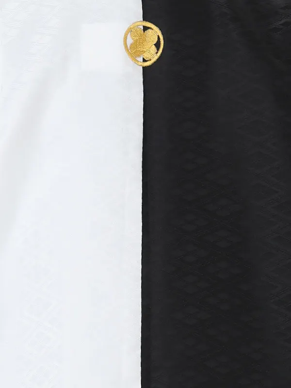 【金刺繍紋】白黒切替　紋付　着物黒