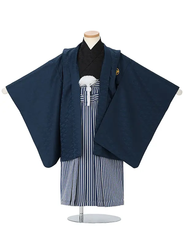 【金刺繍紋】紺紋付　着物黒
