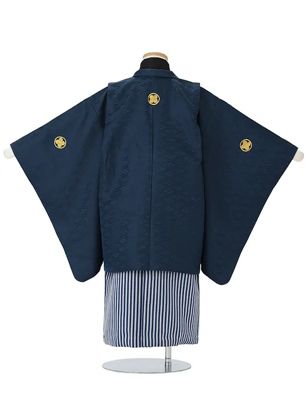【金刺繍紋】紺紋付　着物黒