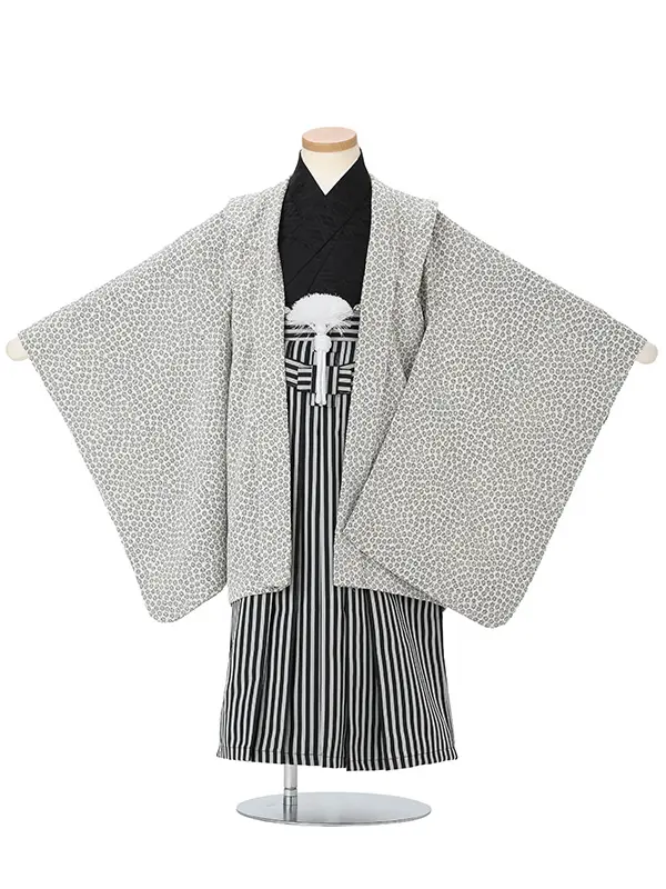 江戸小紋　あられ柄　着物黒