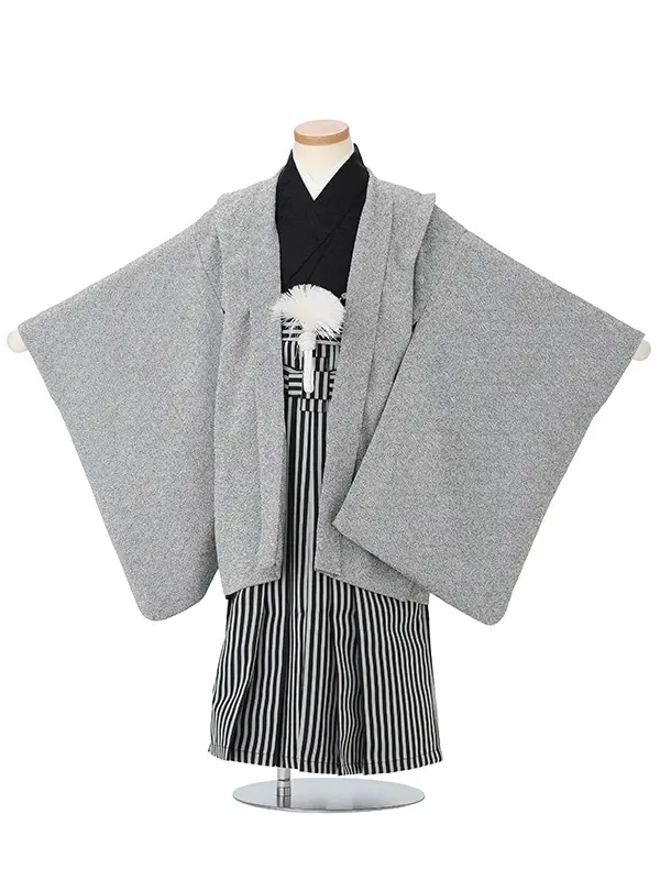 江戸小紋　うずまきグレー　着物黒