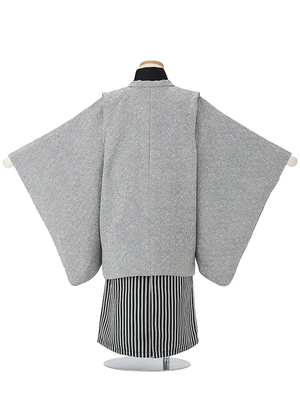 江戸小紋　うずまきグレー　着物黒