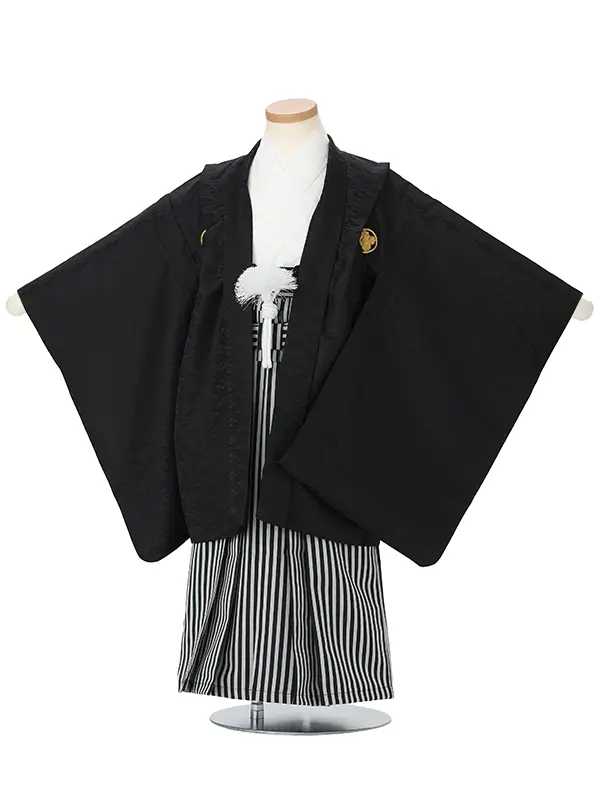 【金刺繍紋】黒紋付　着物白