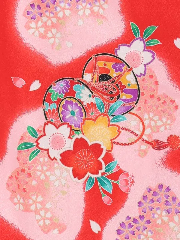 【絵羽】【刺繍】橘白　鼓赤