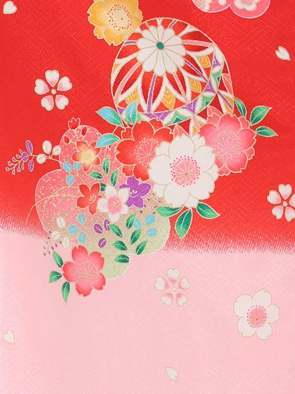 【絵羽】【刺繍】ねじり梅白　花車赤