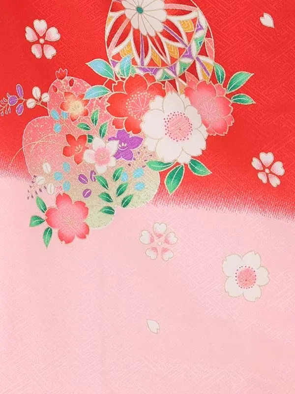 【絵羽】【刺繍】桜白　花車赤