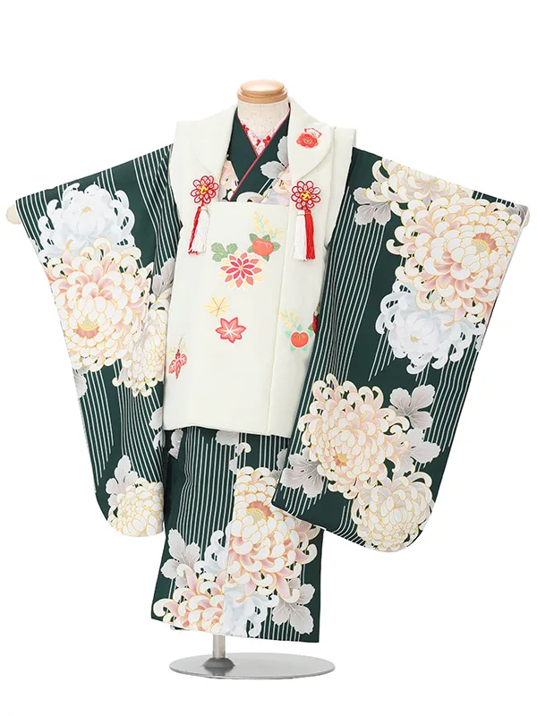 【刺繍】橘クリーム　乱菊グリーン