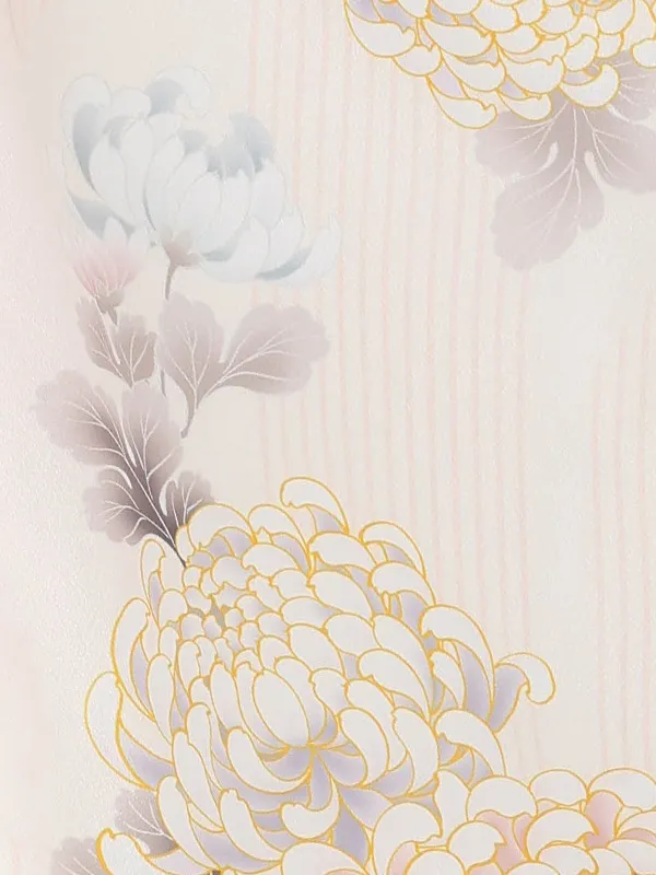 【刺繍】橘サーモンピンク　乱菊クリーム