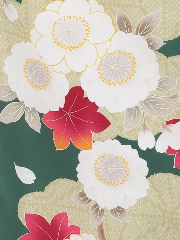 【刺繍】まりピンク　疋田雲グリーン