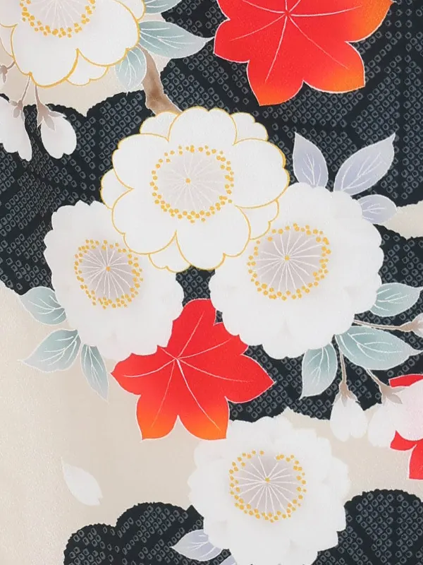 【刺繍】橘クリーム　疋田雲ベージュ