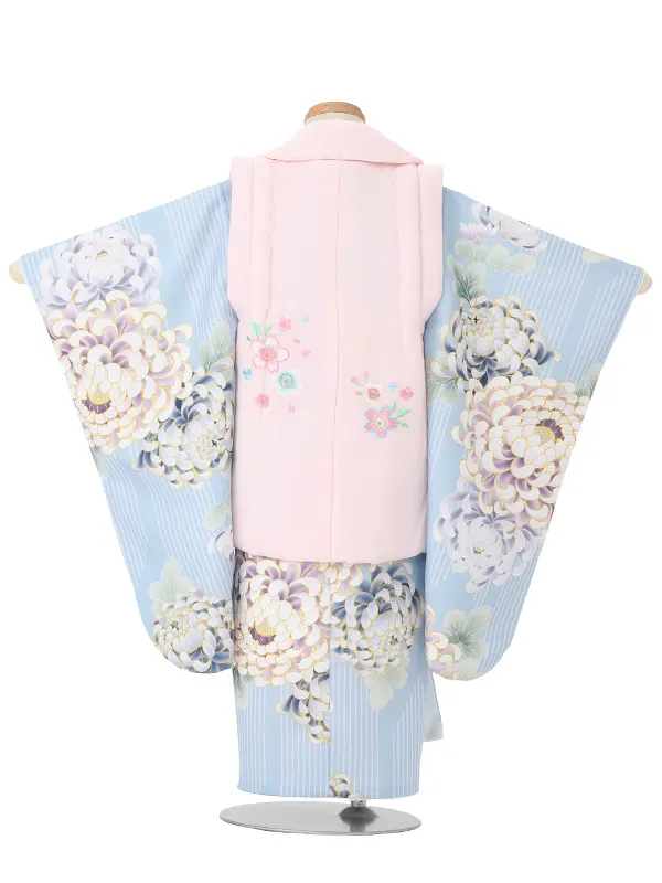 【刺繍】まりピンク　乱菊ブルー