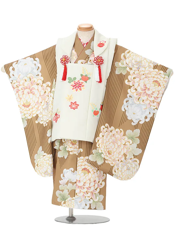 【刺繍】橘クリーム　乱菊ブラウン