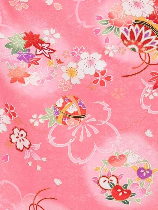 【刺繍】椿ピンク　花丸ピンク
