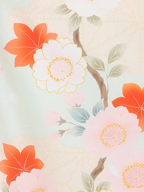 【刺繍】まりピンク　疋田雲薄グリーン