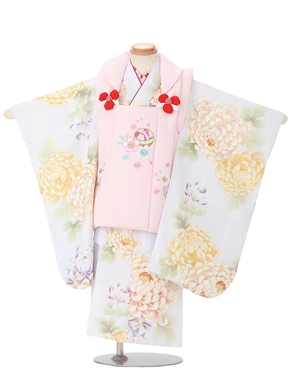 【刺繍】まりピンク　乱菊薄ブルー