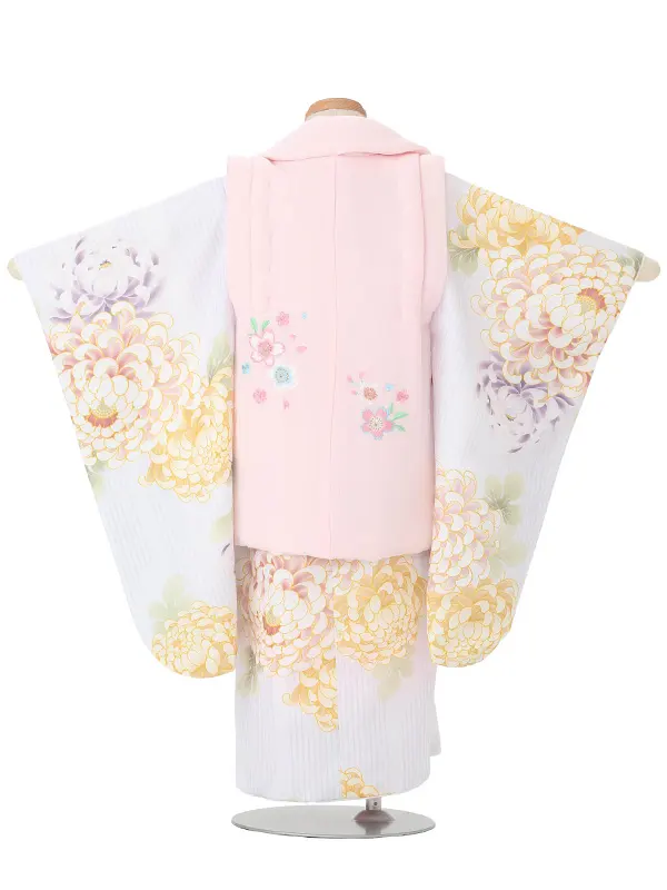 【刺繍】まりピンク　乱菊薄ブルー