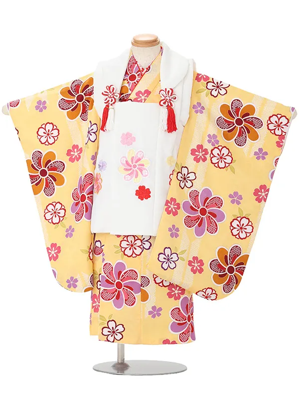 【刺繍】ねじり梅白　ねじり梅黄