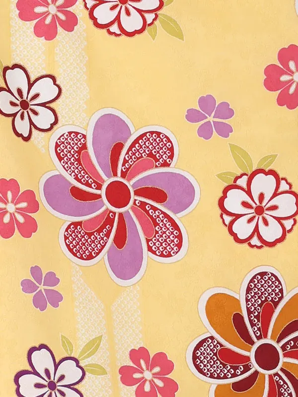 【刺繍】ねじり梅白　ねじり梅黄
