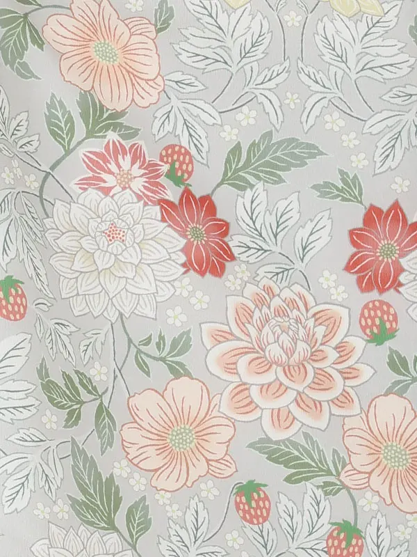 【刺繍】花丸クリーム　洋花グレー
