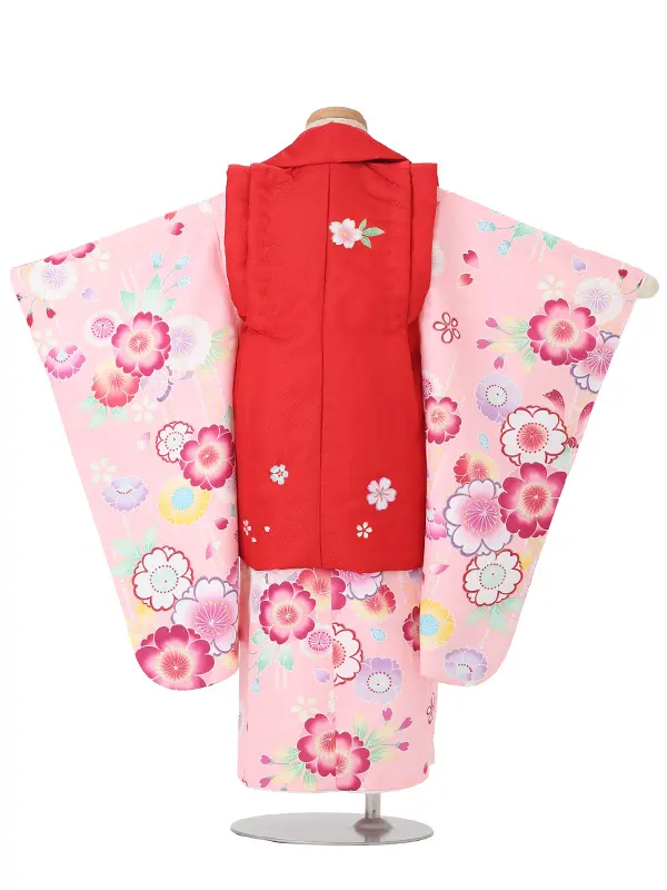 【刺繍】八重桜赤　桜ピンク