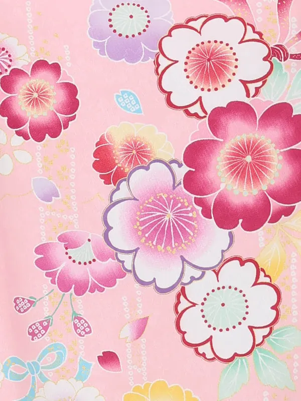 【刺繍】八重桜赤　桜ピンク