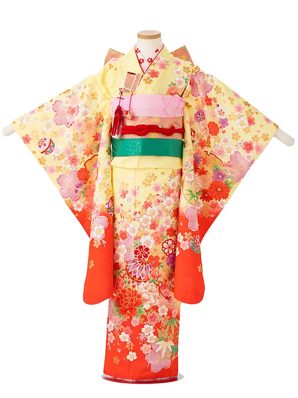 女児７才【刺繍】まりに桜疋田　クリーム