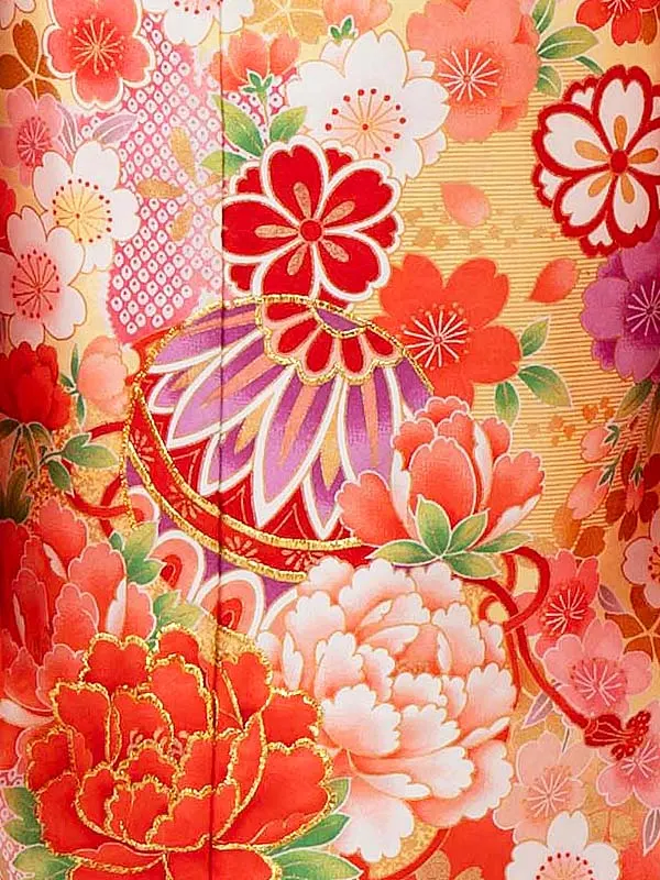 女児７才【刺繍】まりに桜疋田　クリーム